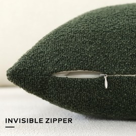 Artscope Pack of 2 Textured Boucle Cushion Covers Square Pillow Cases Cozy Soft Decorative Couch Pillow Covers for Chair Sofa Bedroom Living Room Home Decor 40x40cm, Forest Green