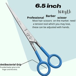 Professional Hairdressing Scissors Hair Cutting Scissors Shears for Barber Salon Home - with Antibacterial Comfort Rubber Grip 100% Stainless Steel (Blue)