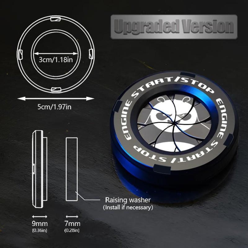 Tybasthe Rotary Push Start Button Cover, Panda Car Accessories Engine