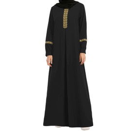 WSPLYSPJY Womens Muslim Abaya Dress Zipper Islamic Robe Pockets Maxi Prayer Clothes with Hijabs Black XL