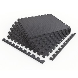 Norsk Foam Floor Gym Mats with Interlocking Tiles, .47" Thick, 24"x24", 24-Pack, 96 Square Feet, Diamond Plate Design, Grey