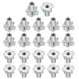 HARFINGTON M4x14mm T-Nuts 4 Pronged Tee Nut 0.57" x 0.55" Fully Thread Carbon Steel Inserts for Wood, Rock Climbing Holds, Cabinetry, Furniture 100pcs