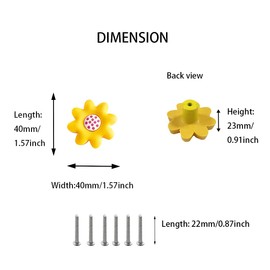 CcHhyyt Mystical Garden Series Cartoon Shape Soft Rubber Knobs for Kids Girls Boys Cabinet Handle Drawer Knobs for Nursery Cabinets Toys 6pcs (Yellow Flower)