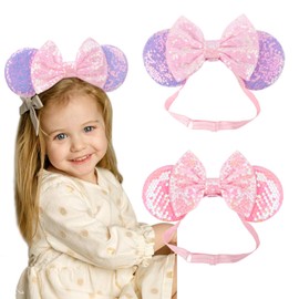 AQOKKA AQOKKA Mouse Ears Headbands with Bow Minnie Ears Cosplay Costume Hair Accessories for Women Girls Birthday Party Decoration