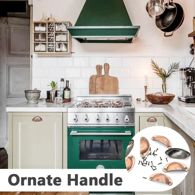 Hocansen 12 PCS Shell Cup Handles 81mm Metal Drawer Pull