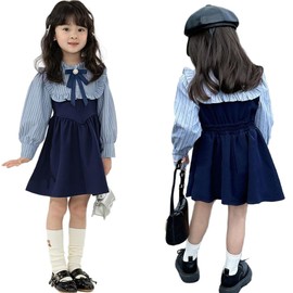 Icyrain Dress with Ribbon, Formal, Children's, Girls, Long Sleeve, Children's Clothing, School Style, School Entrance Ceremonies, Graduation Ceremonies, Weddings, 01 blue, 120