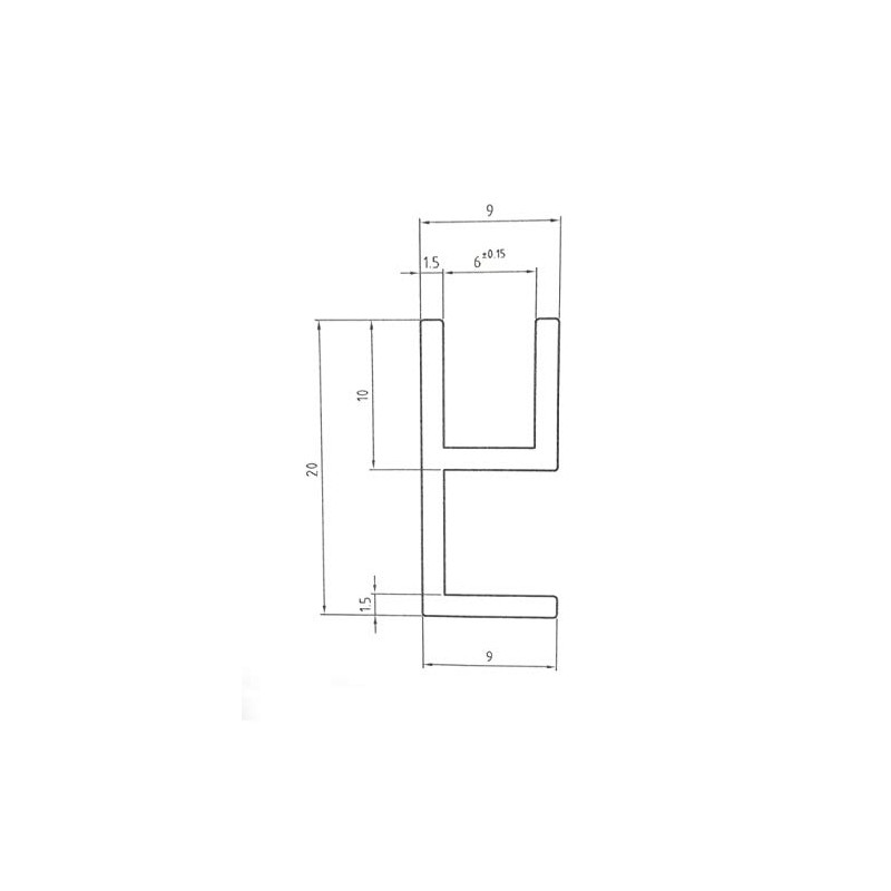Aluminium Corner Profile Anodised Aluminium Rail Aluminium Profile 20 x