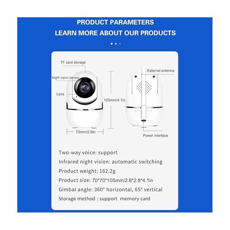 YC360 WiFi Security Camera, 1080P, 2MP, 355° Pan/90° Tilt, Night