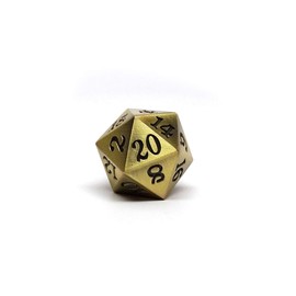 Metal D20 Single Dice - Legendary Metal Design with Signature Font (Legendary Bronze)