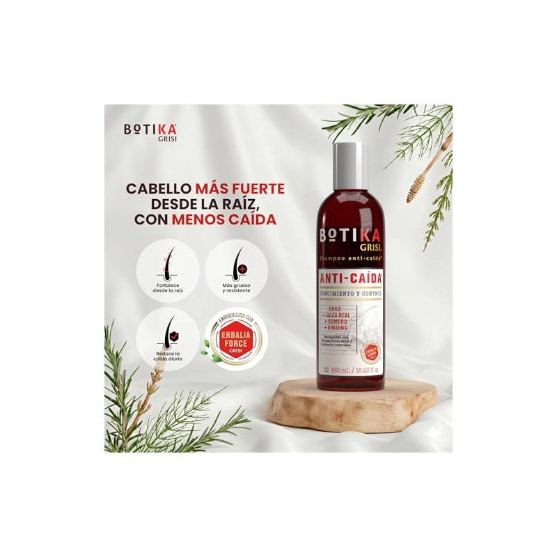 BOTIKA GRISI Shampoo Anticaída Natural con Jalea Real, 480 ml