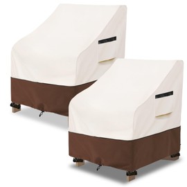 Osileyo Patio Chair Covers 2 Pack - Waterproof Heavy Duty Patio Furniture Covers for Outdoor Lounge Deep Seat Chair(32 W x 34 D x 34 H inches) Beige & Brown
