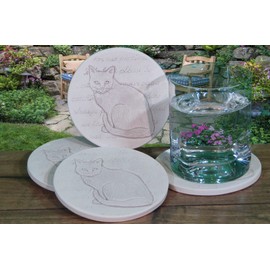 Cat Absorbent Drink Coasters (set of 4) - Made in USA