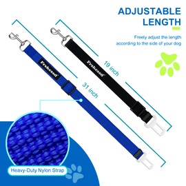 2 PCS Dog Seat Belt for Car Frskcssd Adjustable Dog Car Harness Heavy Duty Nylon Dogs Safety Seat Belt (Black+Blue)