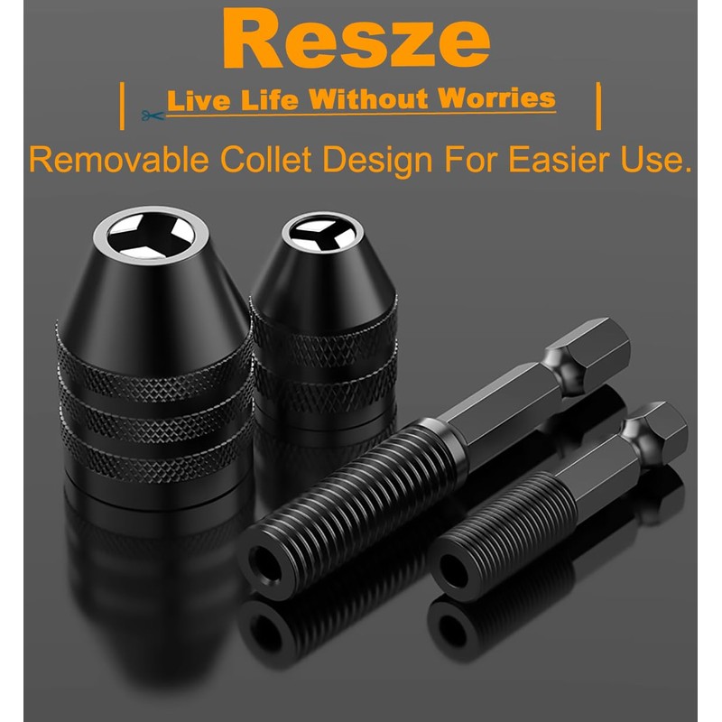 Resze Keyless Drill Chuck Adapter - 3Pcs Drill Chucks for