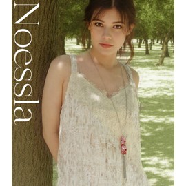 Noessla Boho Long Tassel Pendant Necklace Long Silver Necklace for Women Sweater Chain Statement Costume Jewelry Mothers Day Gifts(Pink)