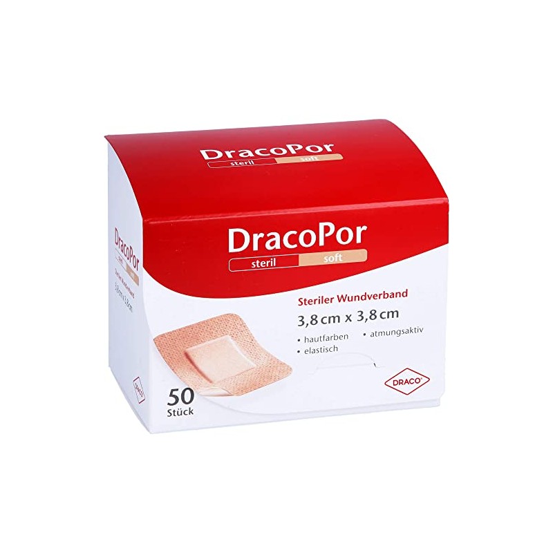 Dracopor Wound Dressing 3.8 x 3.8 cm Sterile Skin Coloured