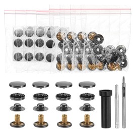 sourcing map 24 Set Leather Snap Fasteners Kit 10mm Metal Button Snaps Press Studs Leather Rivets Snaps with 3 Setter Tools for Clothes Jackets Jeans Wears Bags, Gun-Black