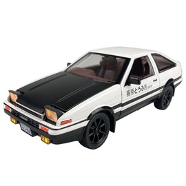 MiniAuto 1:20 Scale Initial D Trueno AE86 Sprinter Alloy Diecast Model Pop-up Headlights the Drift Car of Fujiwara Takumi (Black and White)
