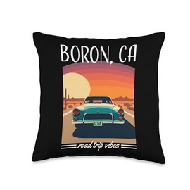 Boron CA Retro Highway Nostalgic Vintage Car Design Throw Pillow