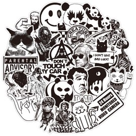 RGBEE Aufkleber 100 Stück, Sticker Schwarz Weiss, Graffiti Wasserfeste Vinyl Sticker Set für Laptop, Koffer, Helm, Motorrad, Skateboard, Snowboard, Auto, Fahrrad, Computer