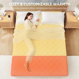 Caperia Heated Mattress Pad Quilted Multizone electric mattress pad Individual Body and Feet Bed Warmer 9 Heat Settings, 1-12 Hours Auto Off, Deep Pocket, Fast Heating, Machine Washable Twin 39''x75''