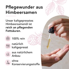 JUNALI® Himbeersamenöl – 100 % rein & kaltgepresst – Natürliches Pflegeöl für Gesicht, Haare & Körper – für trockene & sensible Haut – Anti-Aging – 100 ml