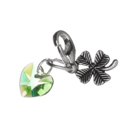 Libby's Market Place Good Luck Clip on Charm with a Four Leaf Clover with Organza Gift Bag