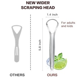 AILE- Limpiador de lengua, 100% útil, de acero inoxidable quirúrgico, para adultos y niños. Limpiador de lengua profesional de metal que reduce el mal