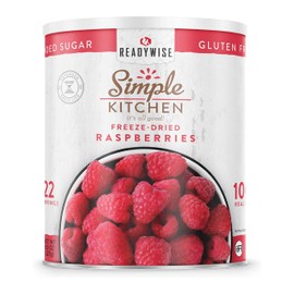 READYWISE - Simple Kitchen Freeze Dried Raspberries, 22 Servings, Vegan, Gluten Free, Healthy Snack, Survival Food, Dried Fruit, Raspberries