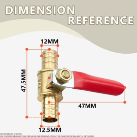Bwintech Pack of 3 12 mm Barb Brass Ball Valves with 6 Clamps, Air Gas Fuel Line, Shut-off Valve, 180 Degree Actuation Handle, Valve Pipe Fittings