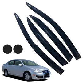 Rain Guards for Volkswagen VW Jetta 2006-2010, Tape-on Side Window Deflectors for Volkswagen Jetta, Window Visors for Volkswagen Cars, for Volkswagen Car Accessories 4 Rain Guards ＆ 2 Car Coasters