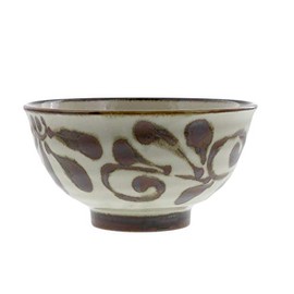 sh-019-02 Tableware East Bowl, 5.9 inches (15 cm), High Hama, Ryukyu Karakusa, Rust