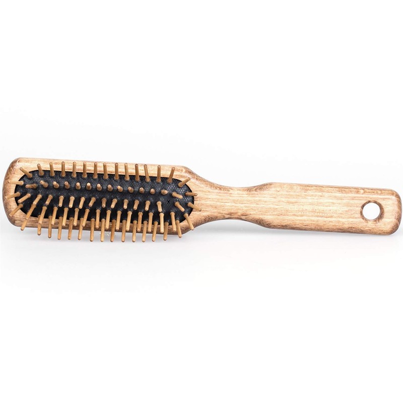 Fendrihan Rectangular Olivewood Pneumatic Hairbrush with Wood Bristles 8" (Made