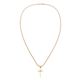 Kuzzoi Herren Halskette mit Kreuz Anhänger (25 mm) im modischen Design, Kordelkette für Mann und Freund mit religiösem Kreuz aus 925 Sterling Silber vergoldet, Länge 55 cm (Gold)