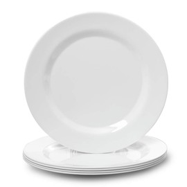 6pcs Melamine Dinner Plates - 10.75 inch Melamine Plates Sets, Durable Dishes Set for Indoor and Outdoor Use, Dishwasher Safe, White Plates