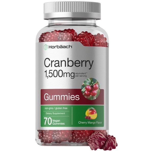 Horbäach Cranberry Gummies | 70 Count | Vegan, Non-GMO, and