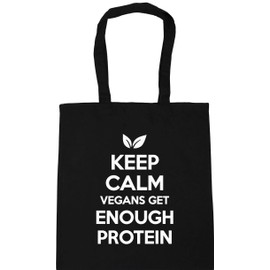 Hippowarehouse Keep calm vegans get enough protein Tote Shopping Gym Beach Bag 42cm x38cm, 10 litres