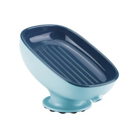 SNOMEL Soap Dish with Suction Cup Design, Double Drained Self Draining Soap Dish, Soap Bar Holder for Shower Bathroom Kitchen Toilet (Azure Blue)