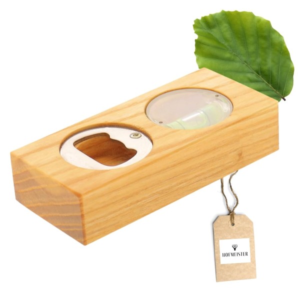 Niveau à bulle avec décapsuleur, huilé en bois