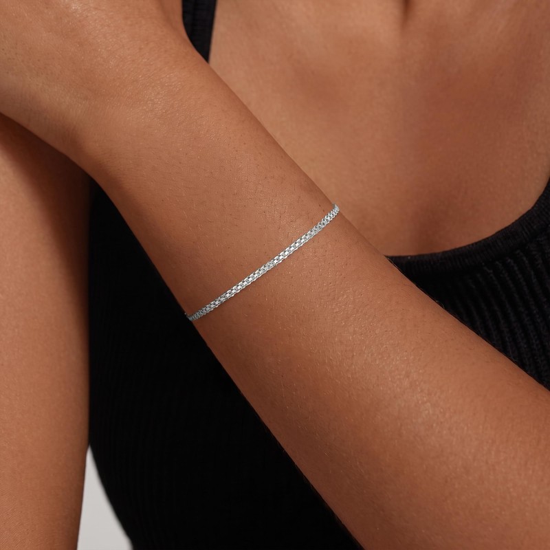 Silver Bracelets for Women, 3MM 925 Sterling Silver Bracelets 6.5