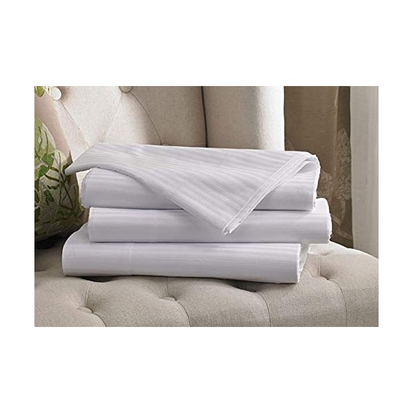 Westin White Stripe Flat Sheet - Luxurious 300 Thread Count