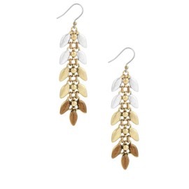 Lucky Brand $35 Lucky Brand tri tone leaf linear drop earrings F1 204