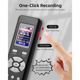64GB Digital Voice Recorder, Voice Recorder Device with Playback, A-B Repeat and MP3 Player, Small Audio Recorder for Lecture,Meetings,Class, Recording Monitoring, Password Protection