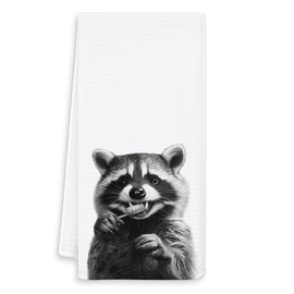 OSLYSOF Funny Raccoon Hand Towels for Bathroom, Raccoon Bathroom Hand Towels, Funny Raccoon Gifts for Women Raccoon Lovers, Animal Decor, 16x24 Inch