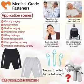 Siomlana Unisex Incontinence Care Trousers,Urinary Drainage Trouser,Catheter Pant,Fistula Pants,Ostomy Drainage Bag Care Scanties,Double Zippered Pockets Holding 2000ml Catheter Bags Gray
