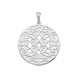 Vinani 2ALF-F500 Mandala Yantra Yoga Pendant Shiny with Fiorentina Chain Sterling Silver 925 Chain Italy, Sterling Silver, No Gemstone