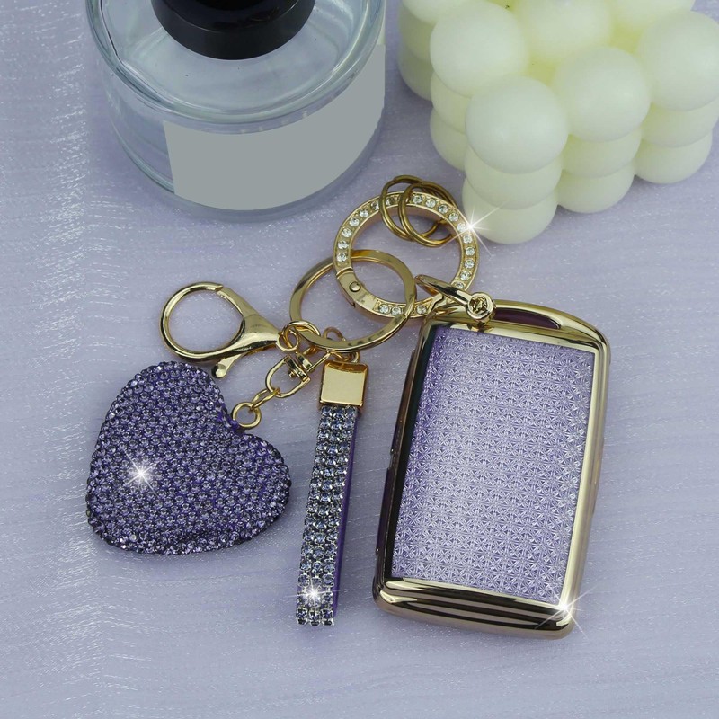 YIKECASE Key Fob Cover with Diamond Keychain for Women, Car