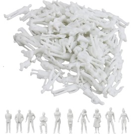 Kiuiom Model Figures White Unpainted, Plastic Architectural Model, 1: 100 Scale Model Figures, 100 Pieces, Various Poses Miniature People for Miniature Scenes Micro Landscapes Architectural Planning