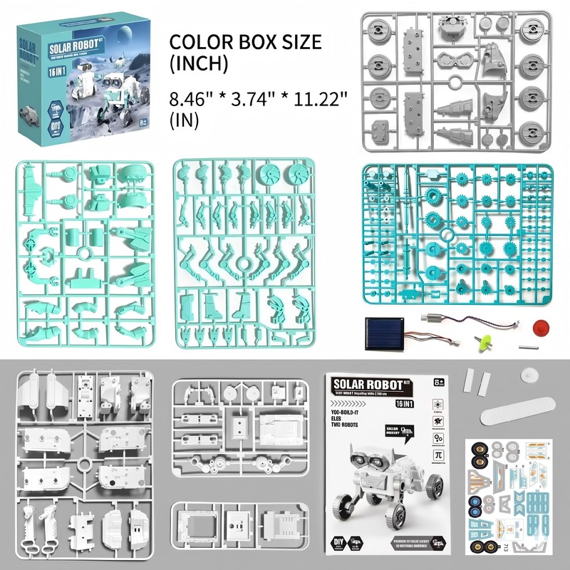 16-in-1 Solar Robot Kid, 190 Pcs STEM Educational Toy for