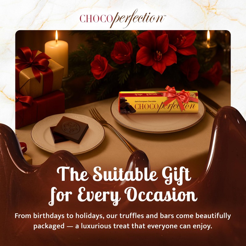 ChocoPerfection Sugar Free Dark Chocolate Bars - Keto-Friendly, Gluten-Free and